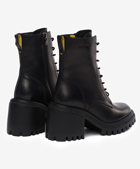 Kadın Siyah Hakiki Deri Topuklu Bot