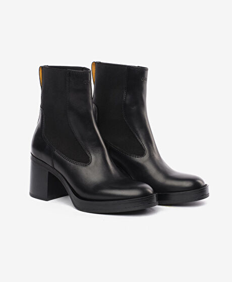 Kadın Siyah Hakiki Deri Topuklu Bot