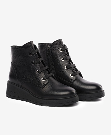 Kadın Siyah Hakiki Deri Comfort Bot