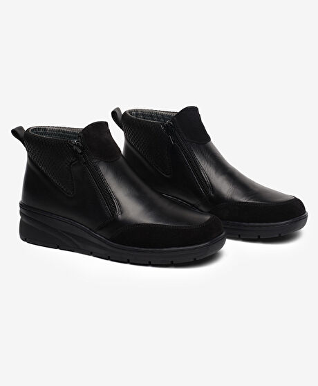 Kadın Siyah Hakiki Deri Comfort Bot