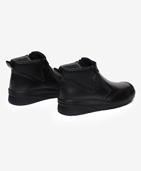 Kadın Siyah Hakiki Deri Comfort Bot