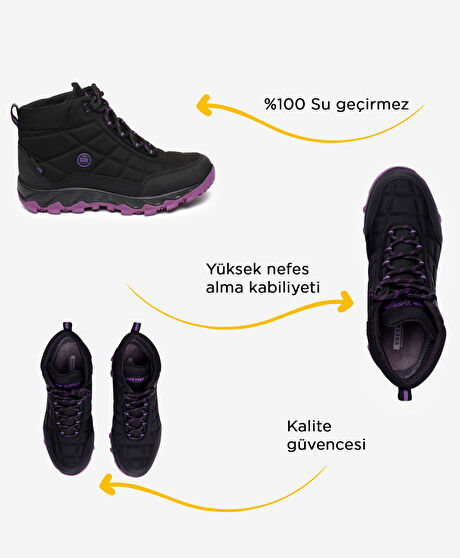 Kadın Siyah Mor Su Geçirmez Outdoor Bot