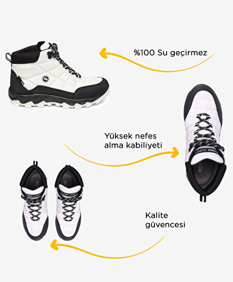 Kadın Beyaz Siyah Su Geçirmez Outdoor Bot