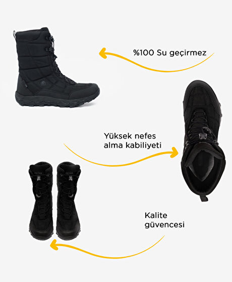 Kadın Siyah Su Geçirmez Outdoor Kar Botu