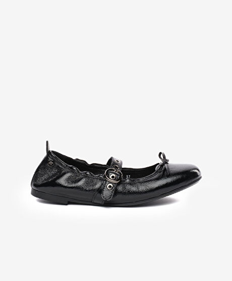 Kadın Siyah Hakiki Deri Babet