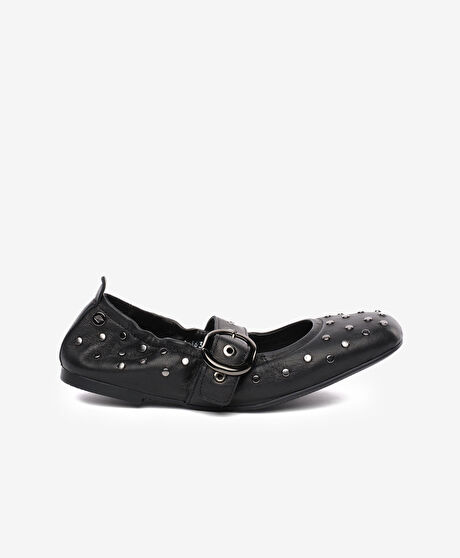 Kadın Siyah Hakiki Deri Babet