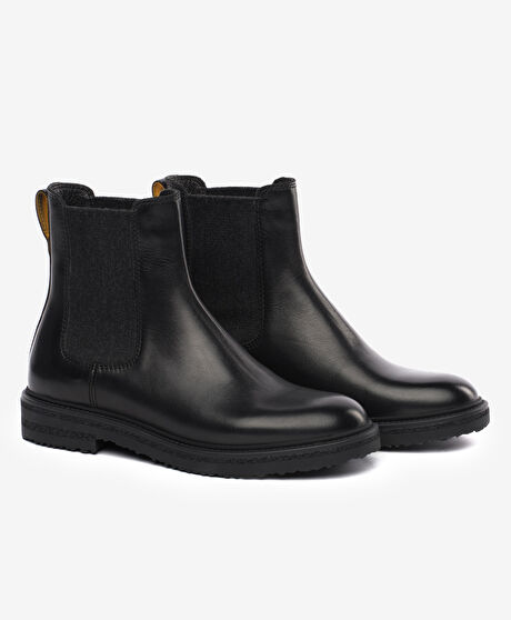 Kadın Siyah Hakiki Deri Chelsea Bot