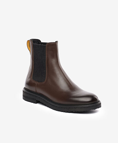 Kadın Kahverengi Hakiki Deri Chelsea Bot