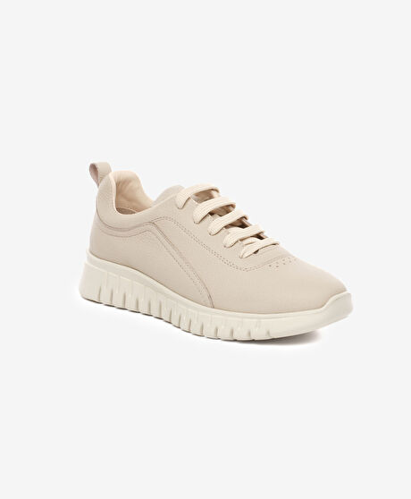 Kadın Ekru Hakiki Deri Ayakkabı