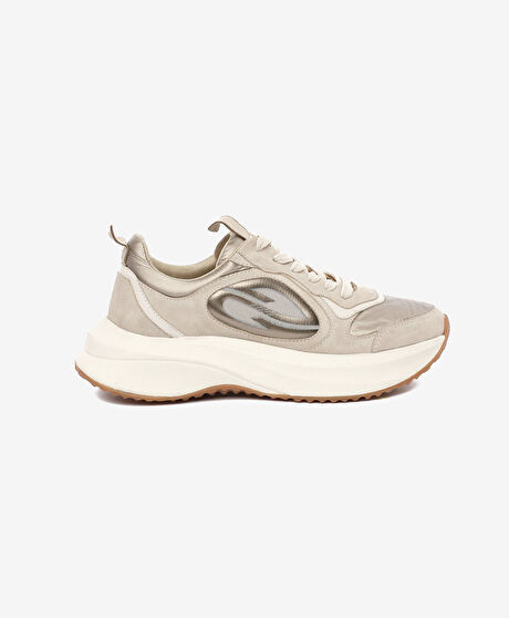 Kadın Bej Hakiki Deri Spor Ayakkabı