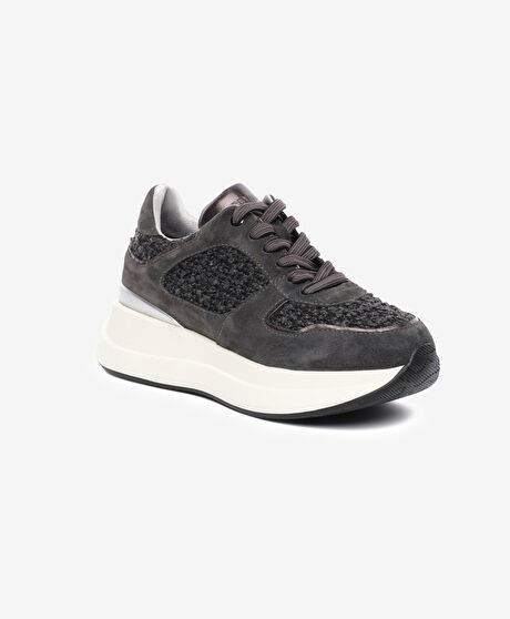 Kadın Antrasit Hakiki Deri Spor Ayakkabı