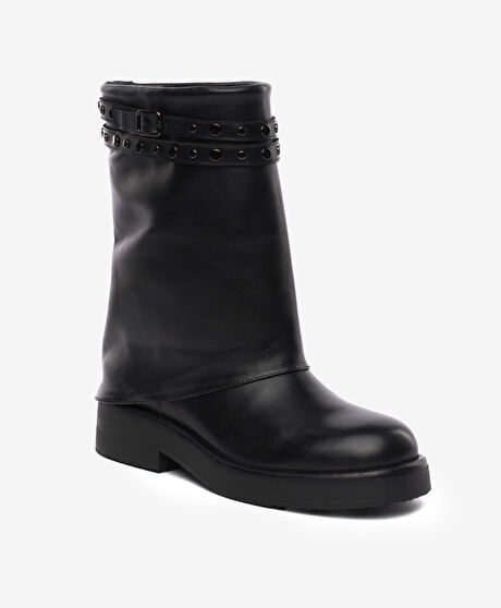 Kadın Siyah Hakiki Deri Bot