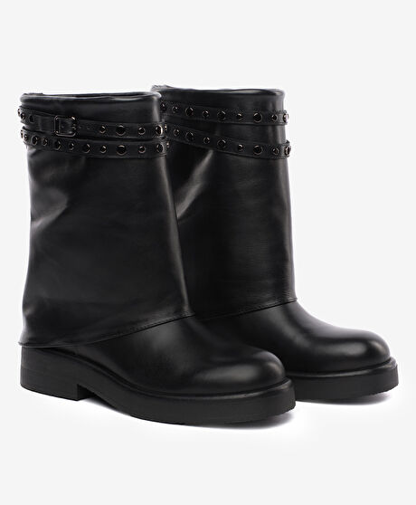 Kadın Siyah Hakiki Deri Bot