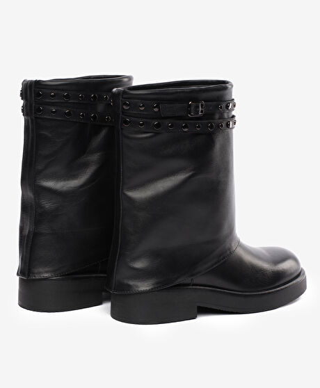 Kadın Siyah Hakiki Deri Bot