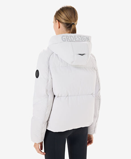 Kadın Ekru Suya Dayanıklı Kaz Tüyü Mont