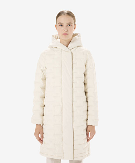 Kadın Krem Suya Dayanıklı Kaz Tüyü Mont