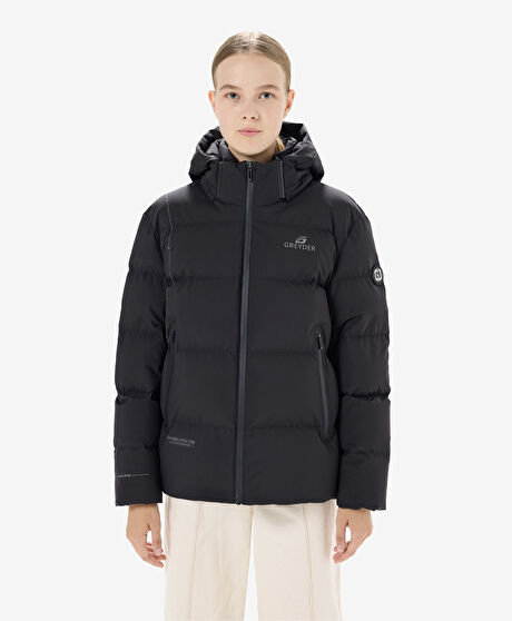 Kadın Siyah Suya Dayanıklı Kaz Tüyü Mont