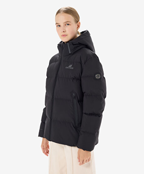 Kadın Siyah Suya Dayanıklı Kaz Tüyü Mont