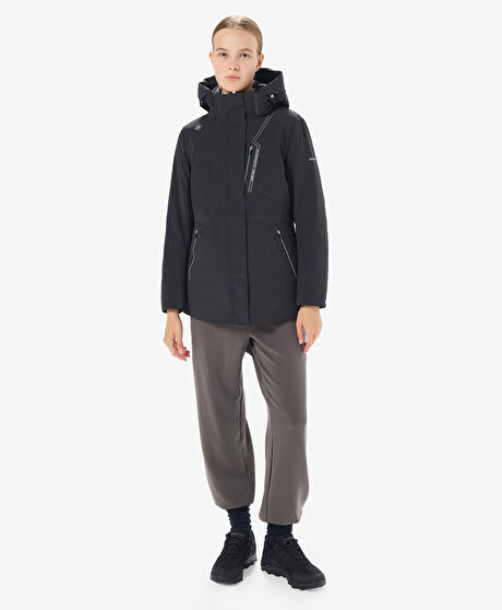 Kadın Siyah Suya Dayanıklı Kaz Tüyü Mont