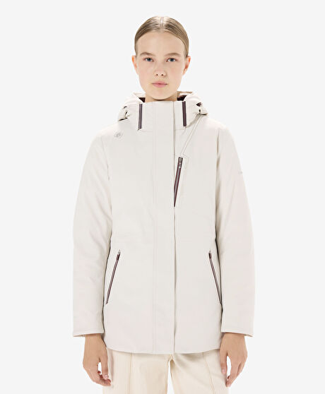 Kadın Krem Suya Dayanıklı Kaz Tüyü Mont