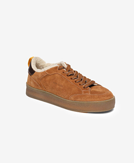 Kadın Taba Hakiki Deri Sneaker Ayakkabı