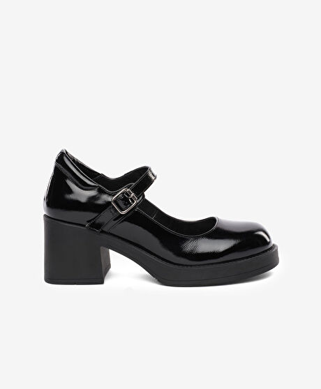 Kadın Siyah Rugan Hakiki Deri Klasik Ayakkabı