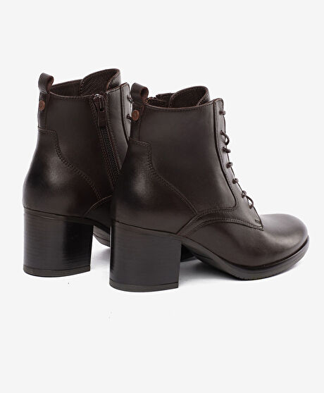 Kadın Kahverengi Hakiki Deri Topuklu Bot
