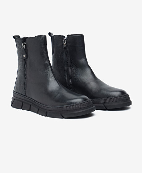 Kadın Siyah Hakiki Deri Bot