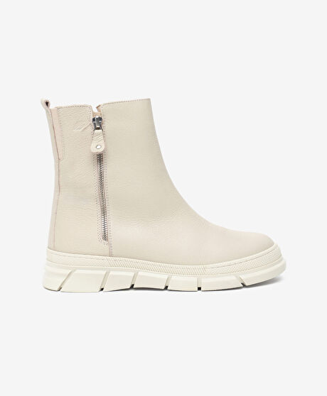 Kadın Ekru Hakiki Deri Bot