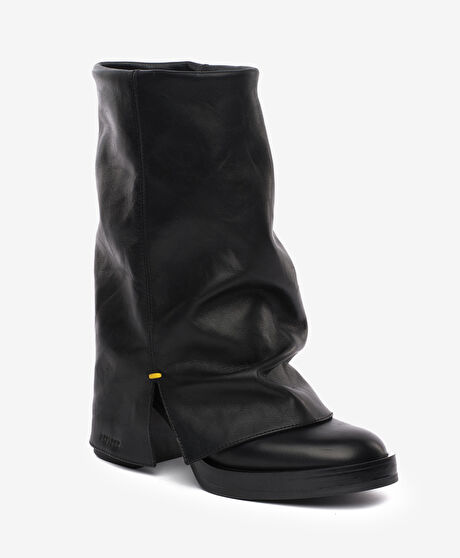 Kadın Siyah Hakiki Deri Topuklu Bot