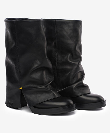 Kadın Siyah Hakiki Deri Topuklu Bot