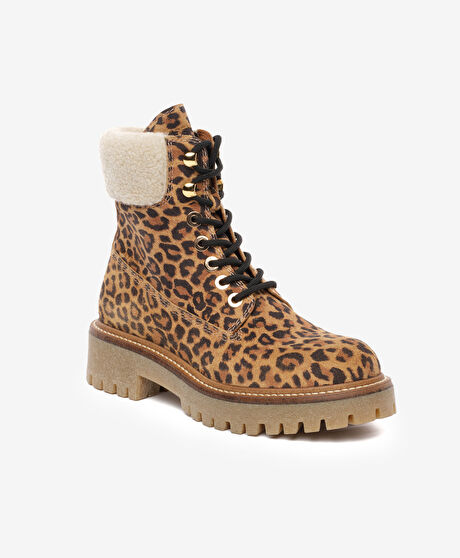 Kadın Leopar Hakiki Deri Military Bot