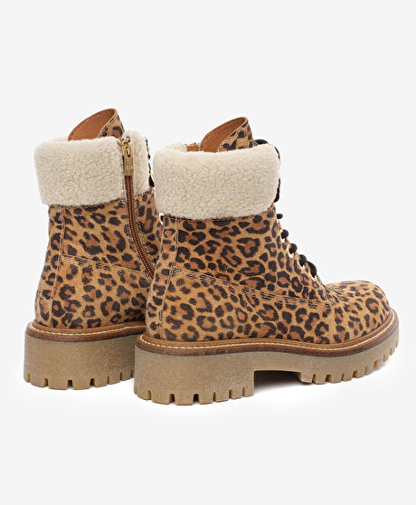 Kadın Leopar Hakiki Deri Military Bot