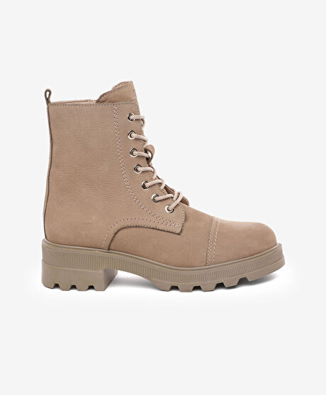 Kadın Vizon Nubuk Hakiki Deri Military Bot