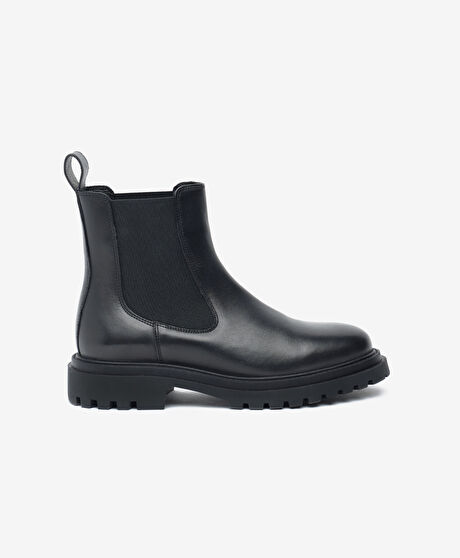 Kadın Siyah Hakiki Deri Chelsea Bot