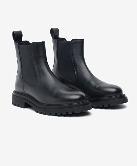 Kadın Siyah Hakiki Deri Chelsea Bot