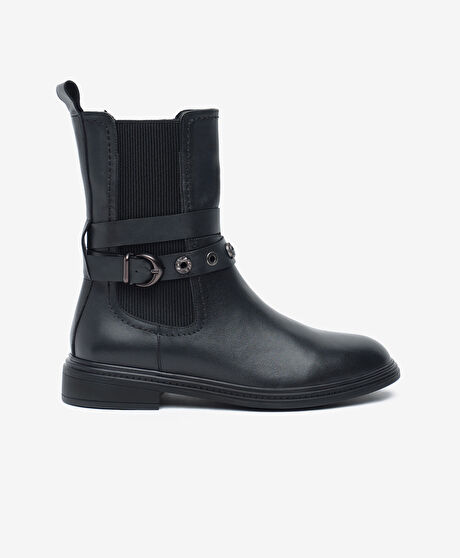 Kadın Siyah Hakiki Deri Bot