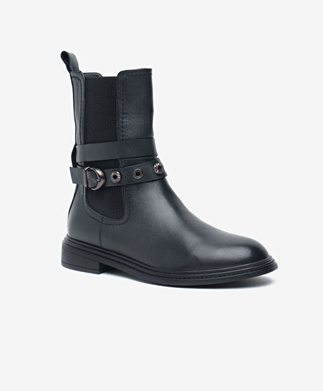 Kadın Siyah Hakiki Deri Bot