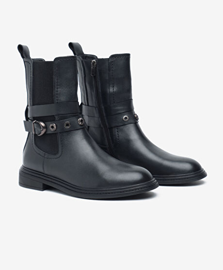 Kadın Siyah Hakiki Deri Bot