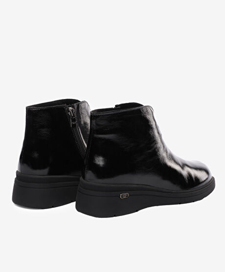 Kadın Siyah Rugan Hakiki Deri Comfort Bot