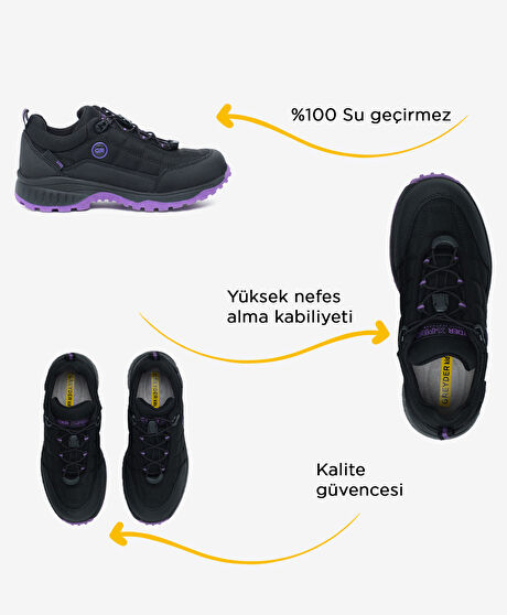 Erkek Çocuk Siyah Mor Su Geçirmez Outdoor Ayakkabı
