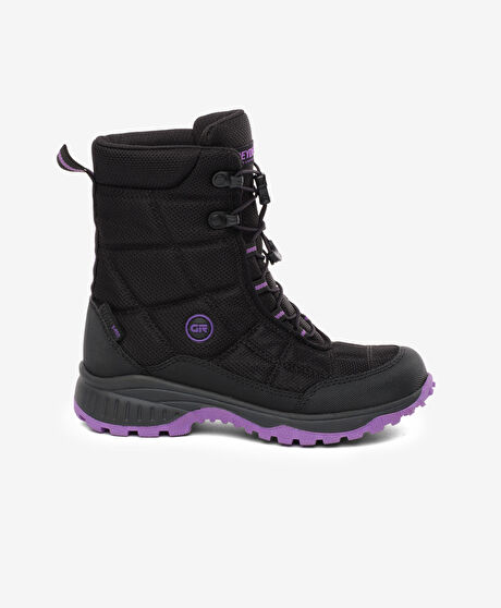Kız Çocuk Siyah Mor Su Geçirmez Outdoor Kar Botu