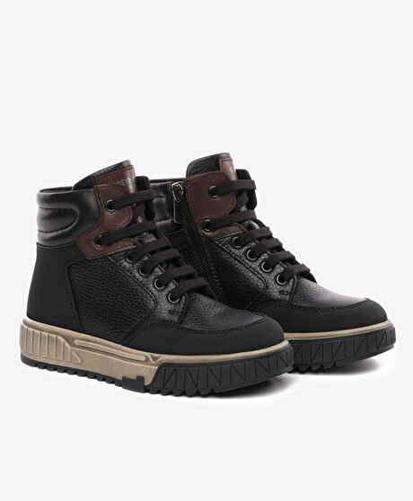 Erkek Çocuk Siyah Hakiki Deri Sneaker Bot