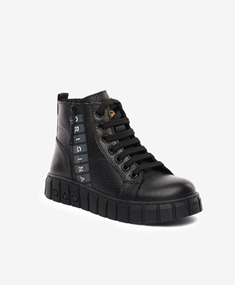 Erkek Çocuk Siyah Hakiki Deri Sneaker Bot