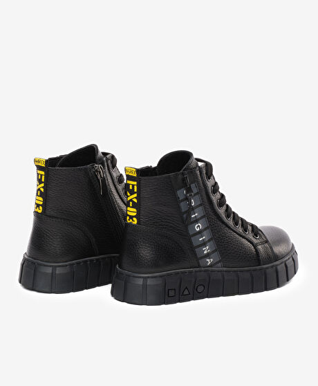 Erkek Çocuk Siyah Hakiki Deri Sneaker Bot