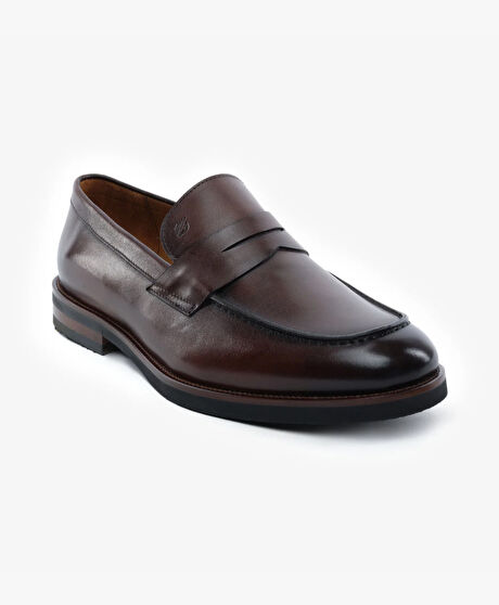 Erkek Kahverengi Hakiki Deri Klasik Ayakkabı