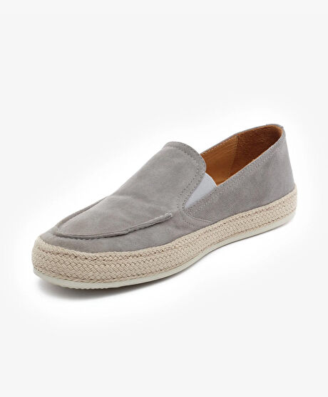 Erkek Gri Hakiki Deri Loafer Ayakkabı
