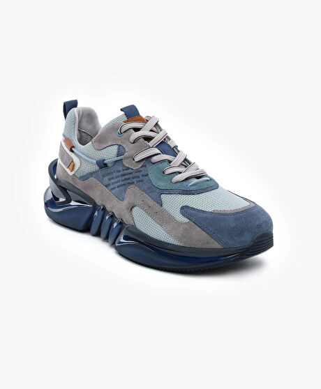 Erkek Füme Indigo Hakiki Deri Spor Ayakkabı