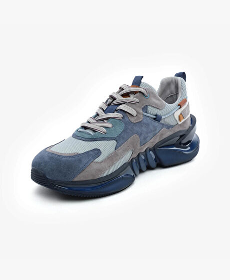 Erkek Füme Indigo Hakiki Deri Spor Ayakkabı