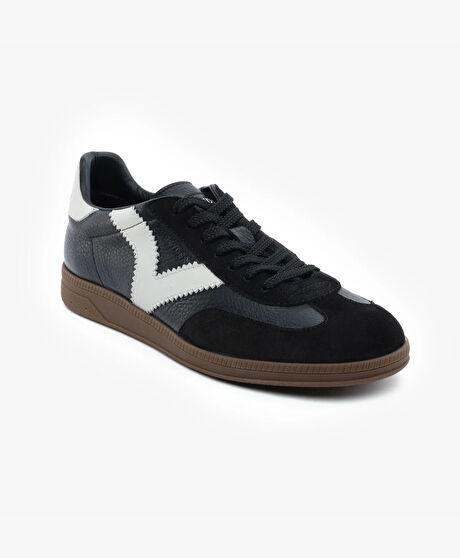 Erkek Siyah Hakiki Deri Sneaker Ayakkabı